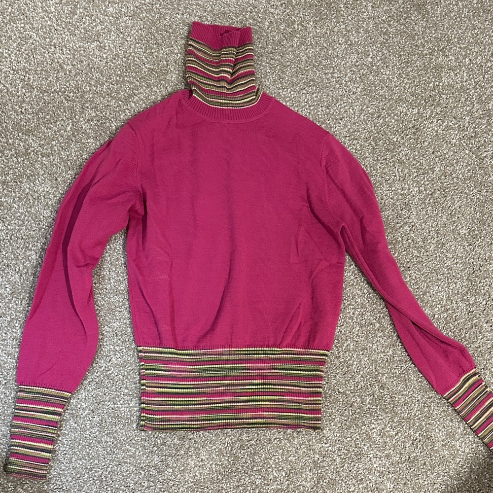 Missoni Fuchsia and Striped Turtleneck Sweater